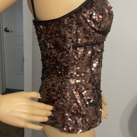 Cache Luxe Y2K Copper Corset Style Chic Blouse Medium - Picture 4 of 7